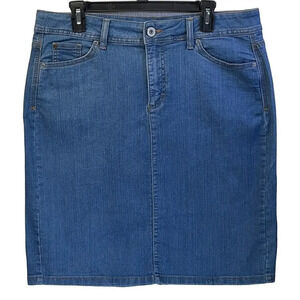 Wrangler Womens Size 12/M Blue Jean Skirt Pockets Back Slit